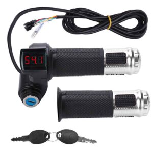 1pair e-bike throttle grip,12-84v universal electric bicycle scooter wire twist throttle grip with lcd battery voltage display key knock