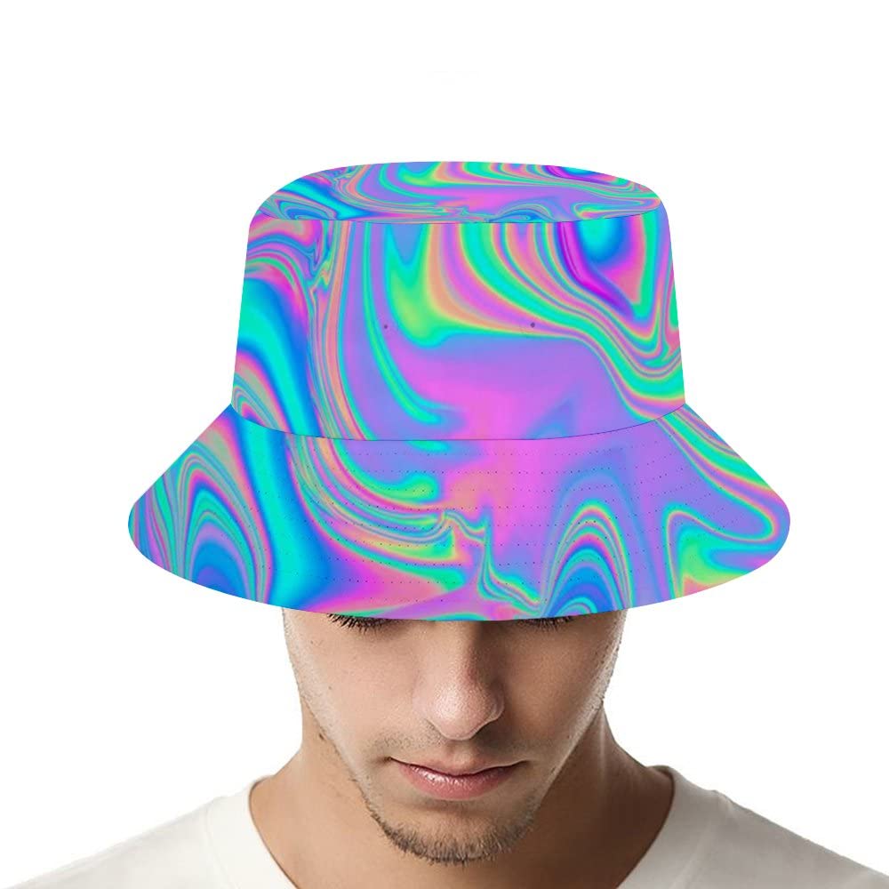 Bucket Hat for Women Psychedelic Trippy Summer Beach Sun Hat Travel Fisherman Cap