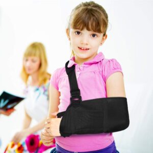 Arm Sling for Kids, Medical Teens Arm Sling with Waist Strap, Padded Teenager Arm Support Sling Shoulder Immobilizer for Broken Elbow, Wrist, Arm, Shoulder Injury, Rotator Cuff, Left or Right Arm