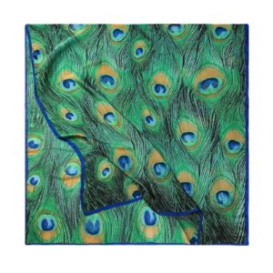 women silk scarf long large peacock feather print wrap shawl scarves headscarf