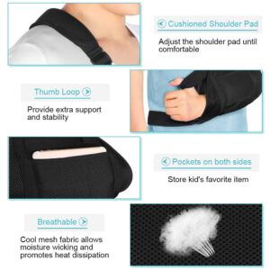 Arm Sling for Kids, Medical Teens Arm Sling with Waist Strap, Padded Teenager Arm Support Sling Shoulder Immobilizer for Broken Elbow, Wrist, Arm, Shoulder Injury, Rotator Cuff, Left or Right Arm