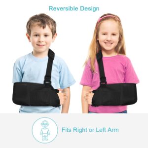 Arm Sling for Kids, Medical Teens Arm Sling with Waist Strap, Padded Teenager Arm Support Sling Shoulder Immobilizer for Broken Elbow, Wrist, Arm, Shoulder Injury, Rotator Cuff, Left or Right Arm