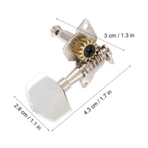 Bnineteenteam 2L2R Ukulele Tuning Peg,Silver Classical Machine Head Ukulele DIY Parts with Mounting Screws