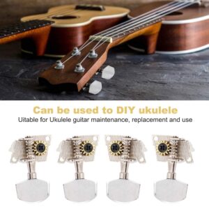 Bnineteenteam 2L2R Ukulele Tuning Peg,Silver Classical Machine Head Ukulele DIY Parts with Mounting Screws