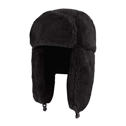 Winter Cozy Plush Ushanka Russian Hat Windproof Thermal Full Hood Earflap Hat Skull Cap Snowmobile Ski Hunting Trapper Hats for Adults Teens