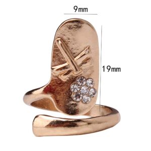 Essencedelight Individuality Design Flower Nail Ring Artificial Gemstone Rings Luxury Wedding Ring for Women Occasion,Gold