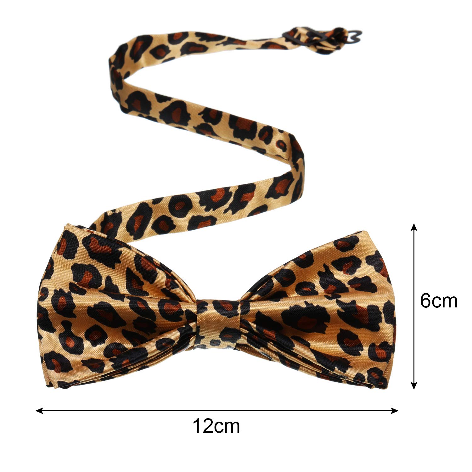 SATINIOR 2 Packs Wedding Men Pre Tied Bow Ties Adjustable Clip Neck Bowtie for Bridegroom Wedding(leopard)