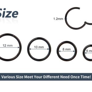 16G Black Stainless Steel 6-12mm Segment Hinged Cartilage Earrings - 4pc Clicker Hoop Set, Unisex Piercing Rings - Mothers Day Gifts