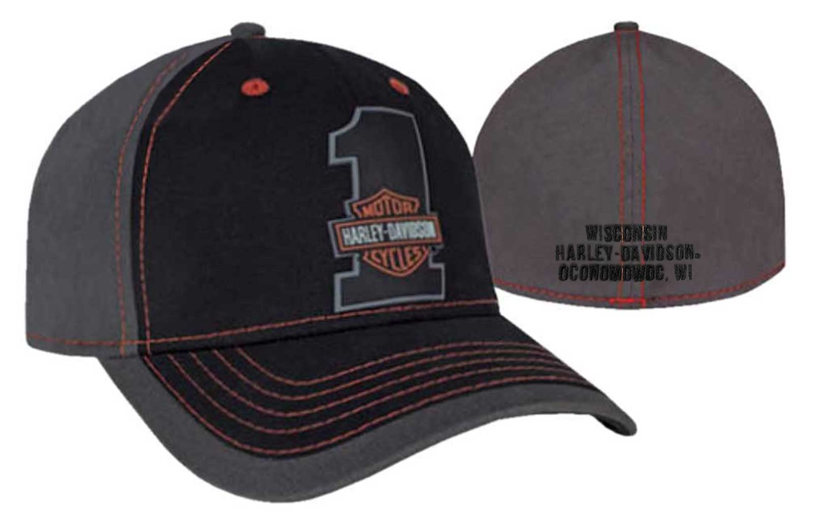 Harley-Davidson Men's #1 Bar & Shield Colorblocked Baseball Cap Black