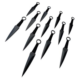 Tactical Knife Survival Knife Hunting Knife 12 PIECE Throwing Knives Set Fixed Blade Knife Razor Sharp Edge Camping Accessories Camping Gear Survival Kit Survival Gear 74625 (Black Kunai)