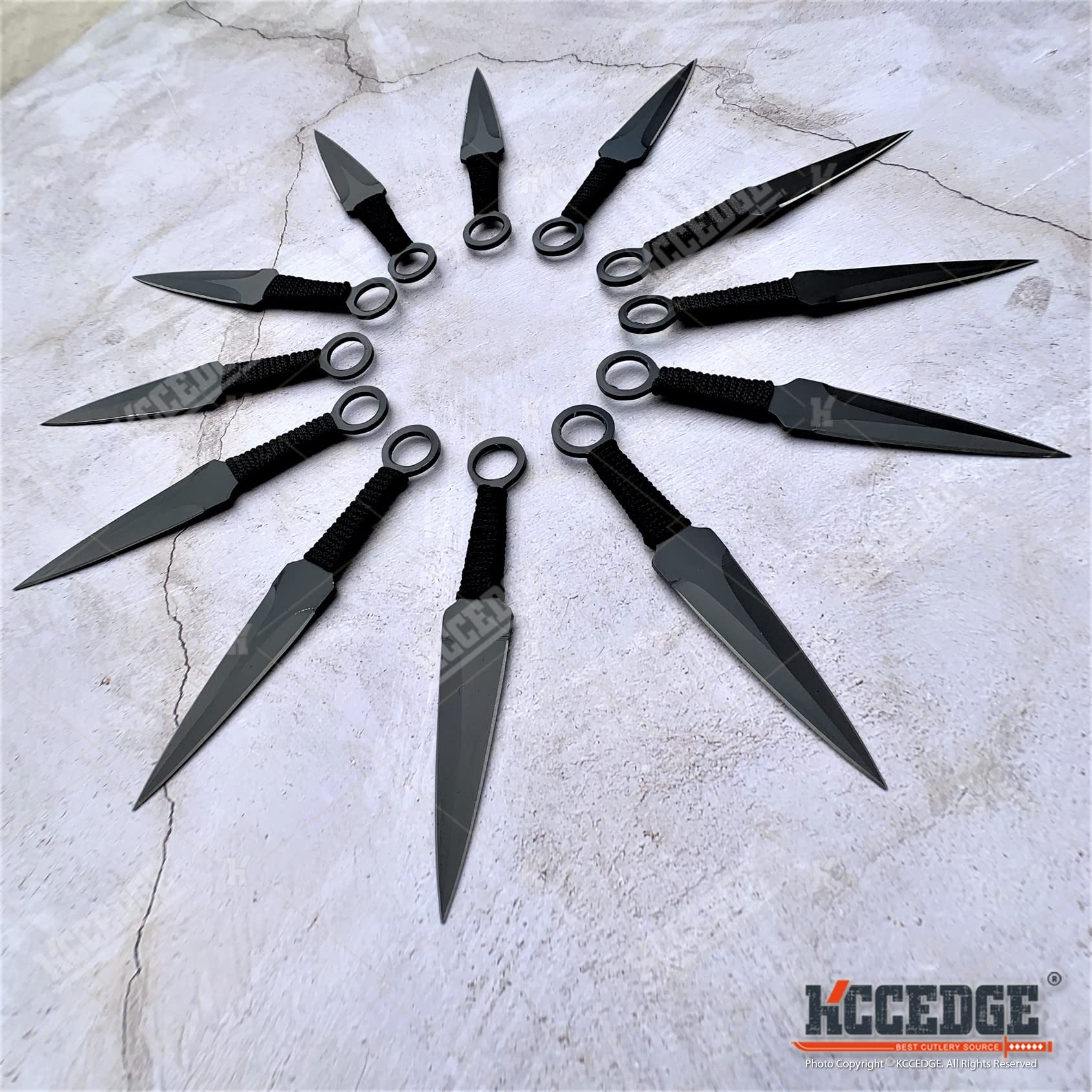 Tactical Knife Survival Knife Hunting Knife 12 PIECE Throwing Knives Set Fixed Blade Knife Razor Sharp Edge Camping Accessories Camping Gear Survival Kit Survival Gear 74625 (Black Kunai)