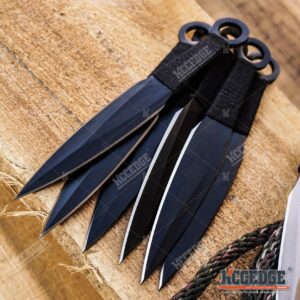 Tactical Knife Survival Knife Hunting Knife 12 PIECE Throwing Knives Set Fixed Blade Knife Razor Sharp Edge Camping Accessories Camping Gear Survival Kit Survival Gear 74625 (Black Kunai)