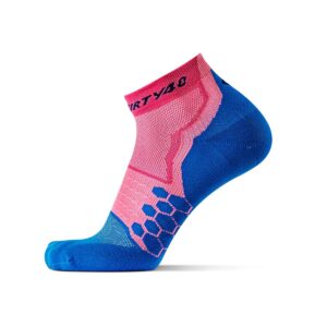 Thirty48 Performance Compression Low Cut Running Socks for Men and Women | More Compression Where Needed ([3 Pair] Pink/Blue, Small - Women 5-6.5 // Men 6-7.5)