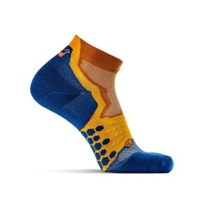 Thirty48 Performance Compression Low Cut Running Socks for Men and Women | More Compression Where Needed ([3 Pair] Mustard/Navy, Large - Women 9-10.5 // Men 10-11.5)