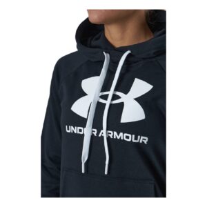 Under Armour Womens Rival Fleece Logo Hoodie , Black (001)/Black , XX-Large