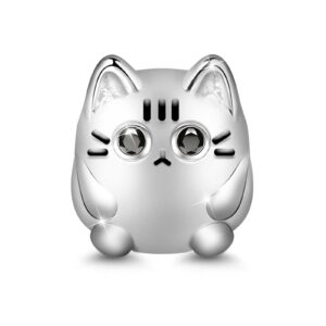 GNOCE Cute Cat Charm Christmas Charms Gifts 925 Sterling Silver Meow, Play with Me Bead Charm fit for Bracelet/Necklace Christmas Jewelry Gift for Women