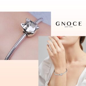 GNOCE Cute Cat Charm Christmas Charms Gifts 925 Sterling Silver Meow, Play with Me Bead Charm fit for Bracelet/Necklace Christmas Jewelry Gift for Women