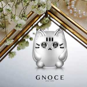 GNOCE Cute Cat Charm Christmas Charms Gifts 925 Sterling Silver Meow, Play with Me Bead Charm fit for Bracelet/Necklace Christmas Jewelry Gift for Women