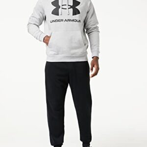 Under Armour Mens Rival Fleece Big Logo Hoodie , Mod Gray Light Heather (011)/Black , Small