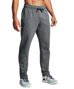 under armour mens rival fleece pants , pitch gray light heather (012)/onyx white , medium