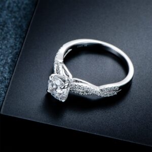 1ct Round Brilliant Cut D Color Petite Twist Moissanite Engagement Rings Moissanite Rings for Women Sterling Silver (9)