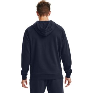 Under Armour Mens Rival Fleece Big Logo Hoodie , Midnight Navy (410)/Onyx White , Large