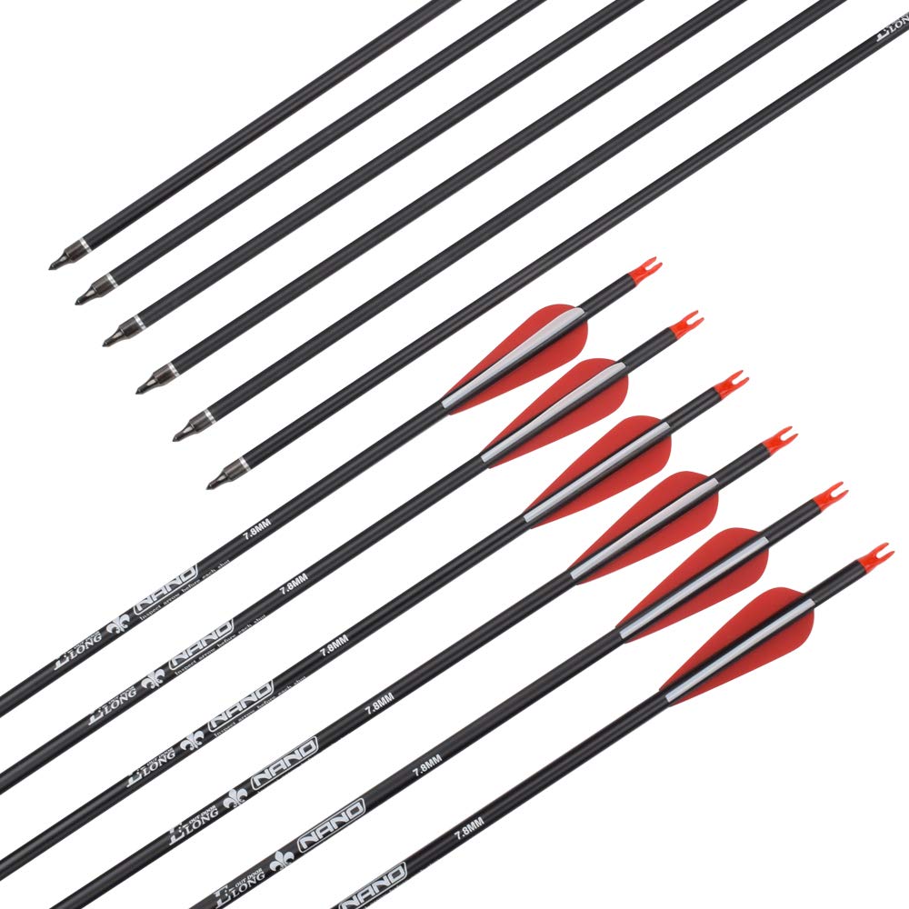 28 inch Carbon Arrow Hunting Arrows with 100 Grain Removable Tips for Archery Compound & Recurve & Traditional Bow Practice Shooting (Pack of 12)