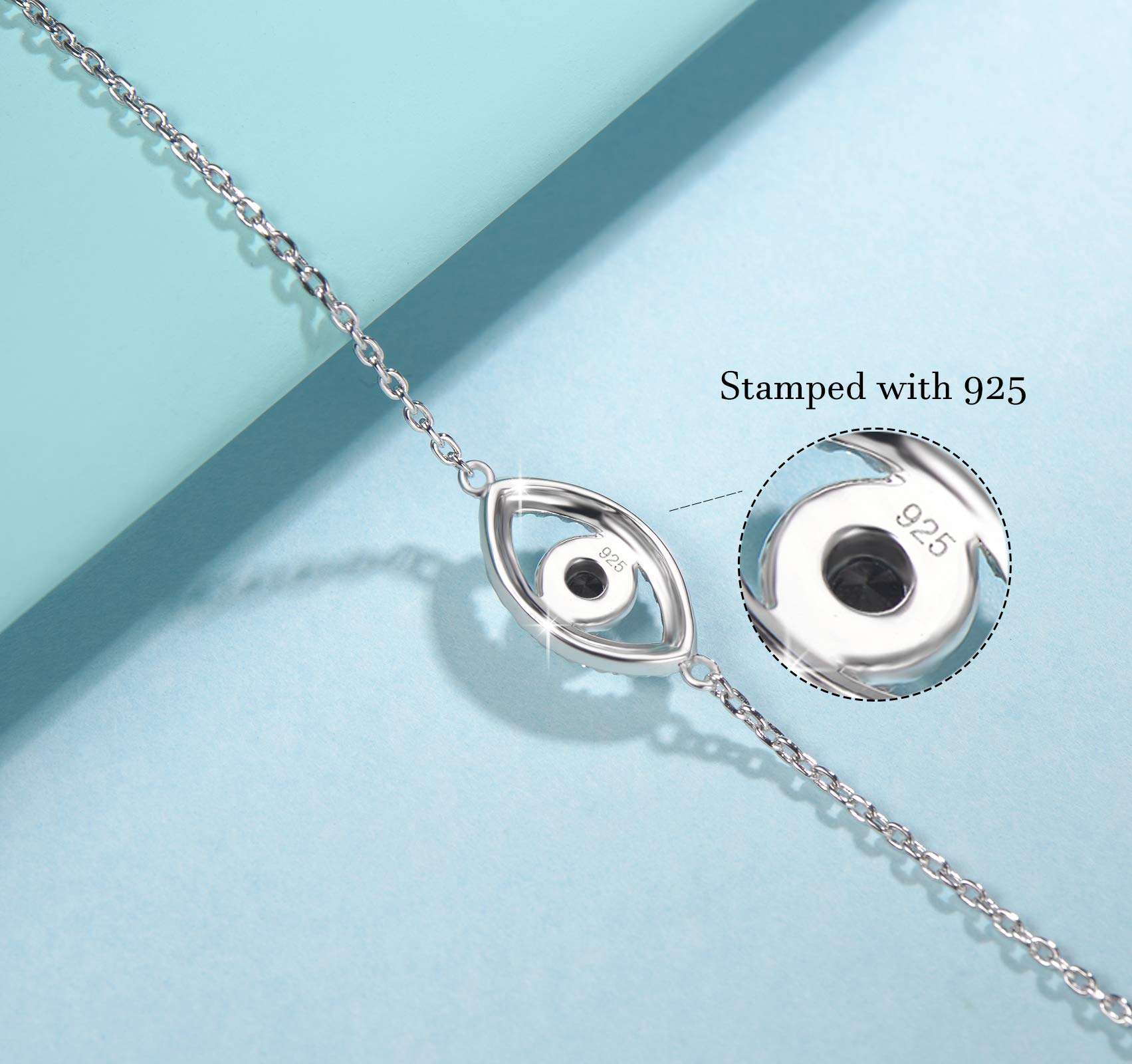 FANCIME 925 Sterling Silver Evil Eye Bracelet Yom Kippur Women Bracelet Gifts Fine Lucky Jewelry for Women Friends