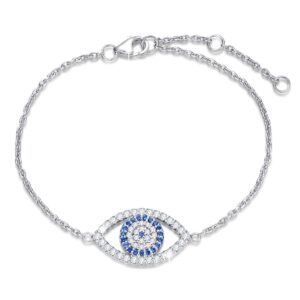 fancime evil eye bracelet 925 sterling silver cubic zirconia blue eye bracelet yom kippur gifts fine lucky jewelry for women friends