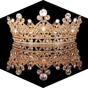 Makone Gold Tiara Crown for Women Girls, Crowns Tiaras Hair Accessories for Birthday Wedding Prom Bridal Party Halloween Costume Christmas Gifts