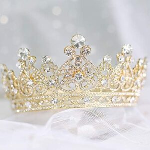 Makone Gold Tiara Crown for Women Girls, Crowns Tiaras Hair Accessories for Birthday Wedding Prom Bridal Party Halloween Costume Christmas Gifts