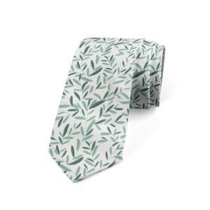 ambesonne necktie, olive branches, 3.7", almond green