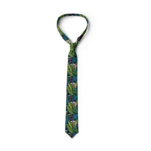 Ambesonne Men's Tie, Tropical Jungle Pattern, Necktie, 3.7", Green Blue