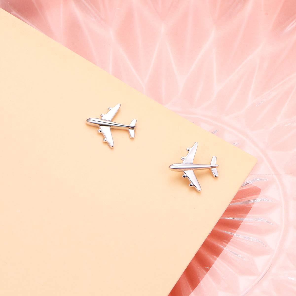 Hypoallergenic Airplane Stud Earrings for Aviator Travel Fans Jewelry, Flight Attendant Gifts for Women (Airplane)