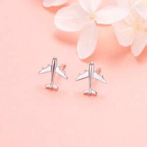 Hypoallergenic Airplane Stud Earrings for Aviator Travel Fans Jewelry, Flight Attendant Gifts for Women (Airplane)