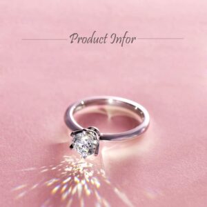 AVECON Sterling Silver Round 1.25ct CZ 6 Prong Classic Solitaire Wedding Engagement Ring 7MM Size 8