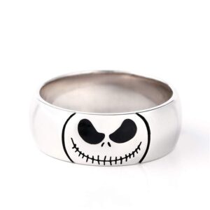 jeulia jack skellington and sally couple rings 925 sterling silver women men band set halloween jewelry anniversary promise rings for him and her with jewelry gift box (men, 5)