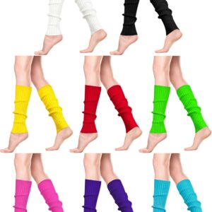 SATINIOR 8 Pairs Women Knit Leg Warmers 80s Eighty's Ribbed Leg Warmers for Party Sports