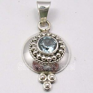 Best Buy Buy Nothing Day Deals SilverStarJewel Blue Topaz Pendant 1.4" 925 Sterling Silver Women New Jewellery