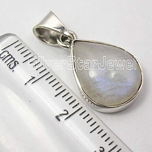 SilverStarJewel 925 Sterling Silver Rainbow Moonstone tcw 8.6 Pendant 1" Indian Jewelry