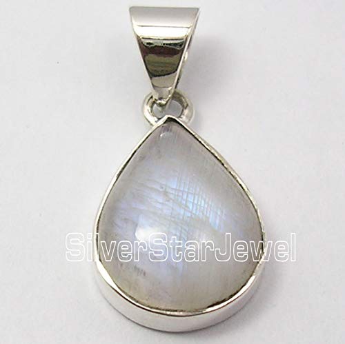 SilverStarJewel 925 Sterling Silver Rainbow Moonstone tcw 8.6 Pendant 1" Indian Jewelry