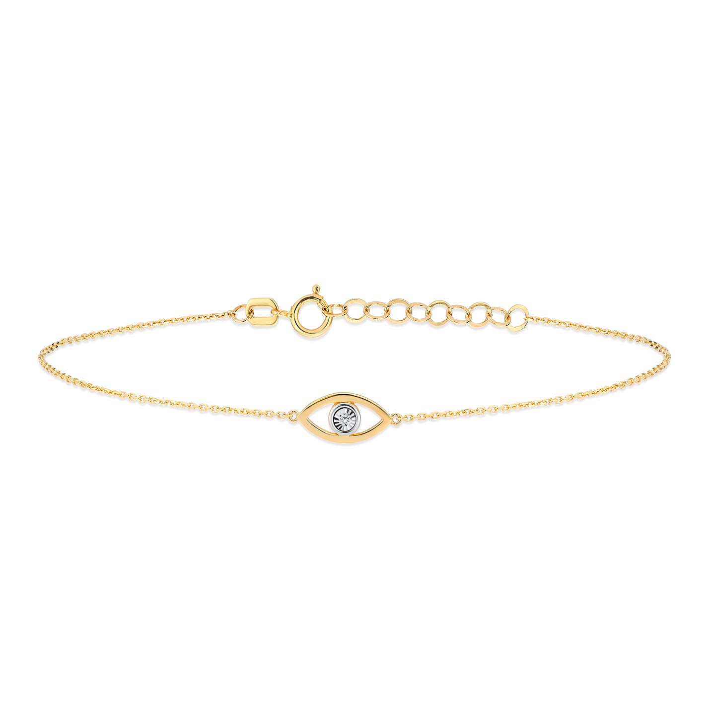 GELIN Diamond Evil Eye Bracelet in 14K Solid Gold | Protection Bracelets for Women