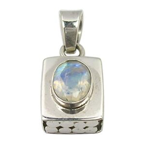 silverstarjewel 925 solid sterling silver rainbow moonstone necklace pendant 1"