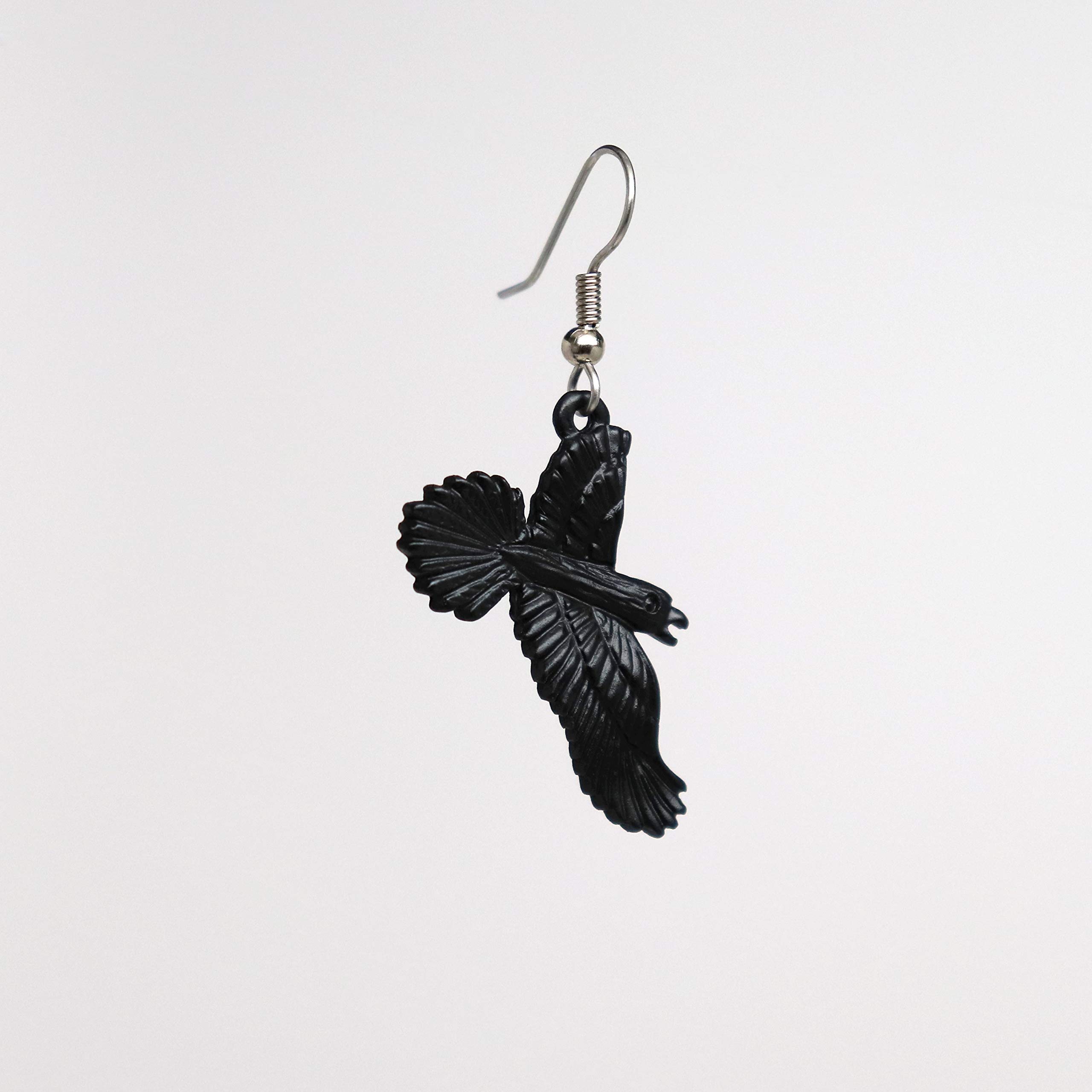 Gothic Black Raven Black Crow Dangle Earrings