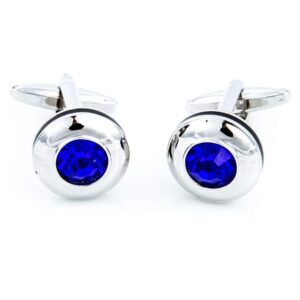 MRCUFF Blue Crystal Cufflinks and Studs Tuxedo Set in a Presentation Gift Box & Polishing Cloth