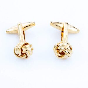 MRCUFF Knot Gold Tone Cufflinks and Studs Tuxedo Set in a Presentation Gift Box & Polishing Cloth