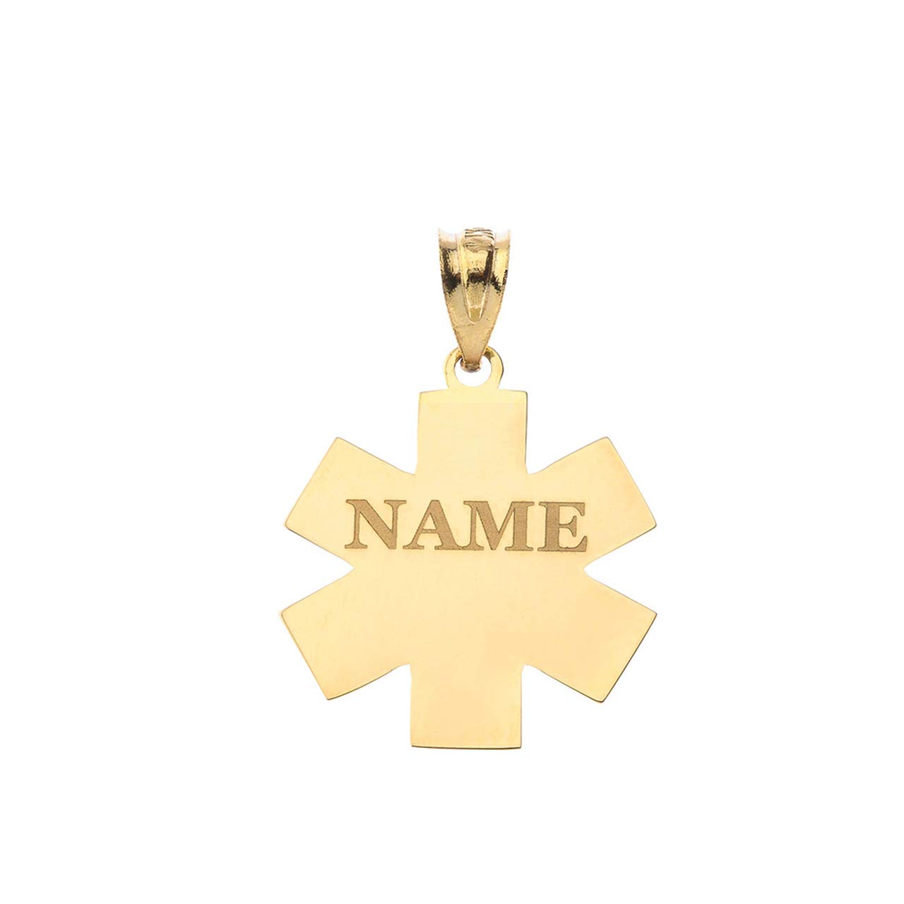 Solid 10k Yellow Gold Personalized Name Caduceus RN Charm Registered Nurse EMT Cross Pendant