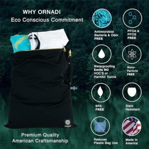 Ornadi X Large Waterproof Antimicrobial Wet Dry Bag Inhibits Bacteria & Odor from Sweaty Gym Clothes, Dirty Laundry, Swimsuits & Towels for Odor Proof Travel Made in USA 17 X 23.5 inch