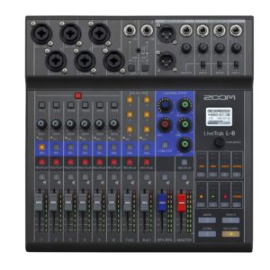 Zoom LiveTrak L-8 Podcast Recorder, Battery Powered, Digital Mixer and Recorder, Music Mixer, Phone Input, Sound Pads, 4 Headphone Outputs, 12-In/4-Out Audio Interface, Built In EQ and Effects