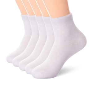 JEEDMNO Women Thin Cotton Socks, Soft Cotton Socks Women Ankle Quarter Cut Socks 5/10/25 Pairs (Shoe Size 6-11, White (5 Pairs))